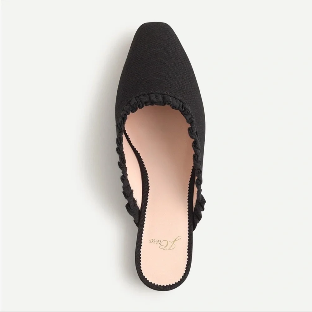 NIB J.Crew Carolyn Canvas Ruffle Mule Flats, 8.5 - Picture 6 of 7